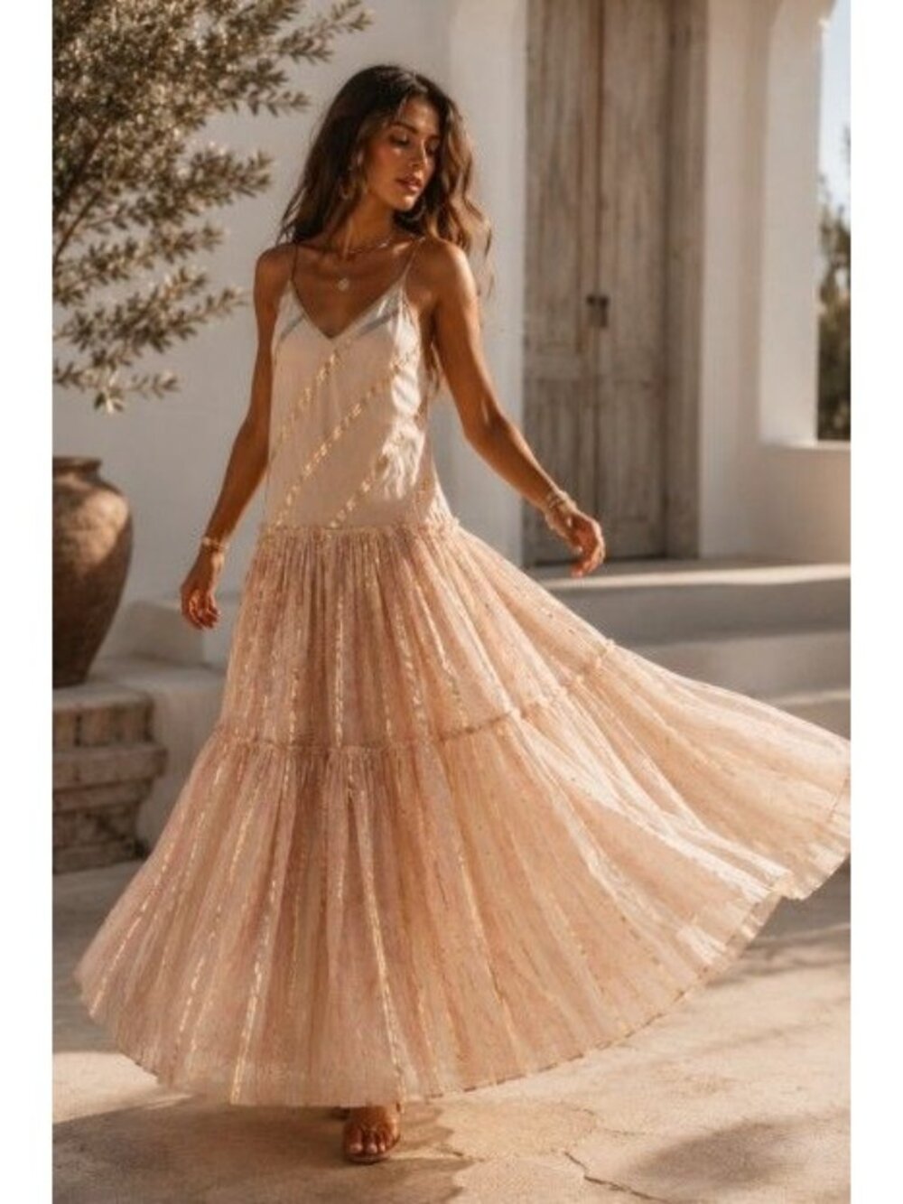 Miss June Paris Womens Maxi Dress Ethereal Iridescent Fairy Whimsical Metallic